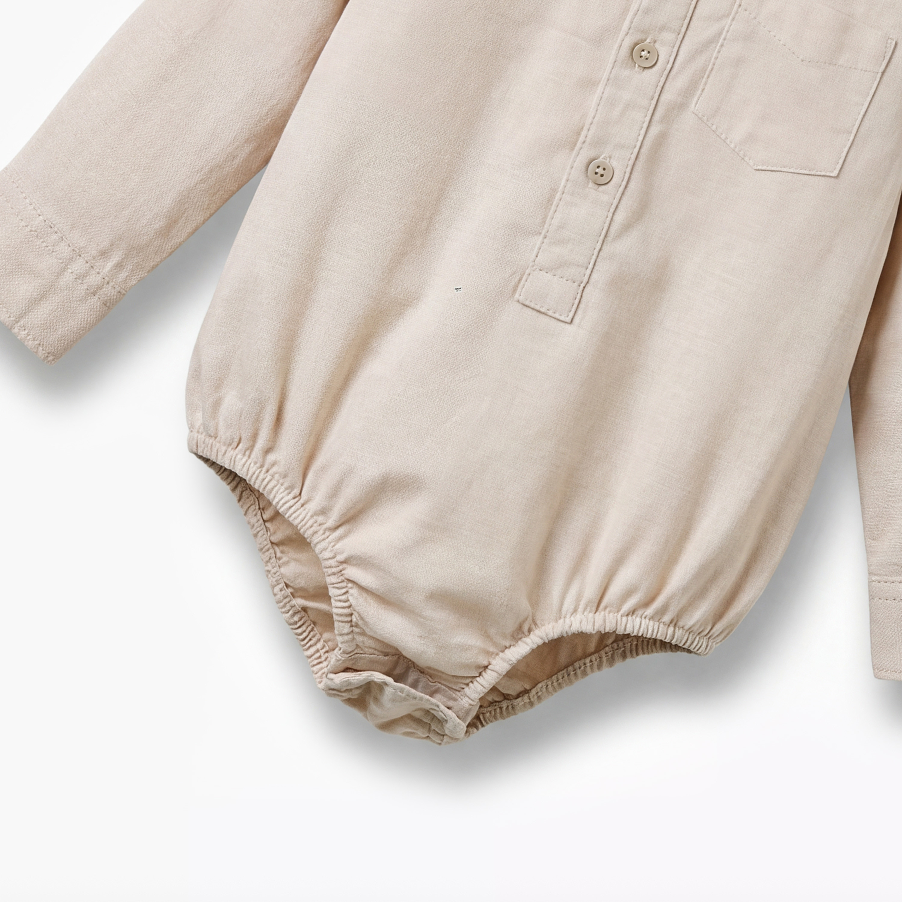 Solid Long Sleeves Shirt Style Bodysuit with Button Closure and Roll-Up Tab-baby-boys-clothing-shirts-image-4