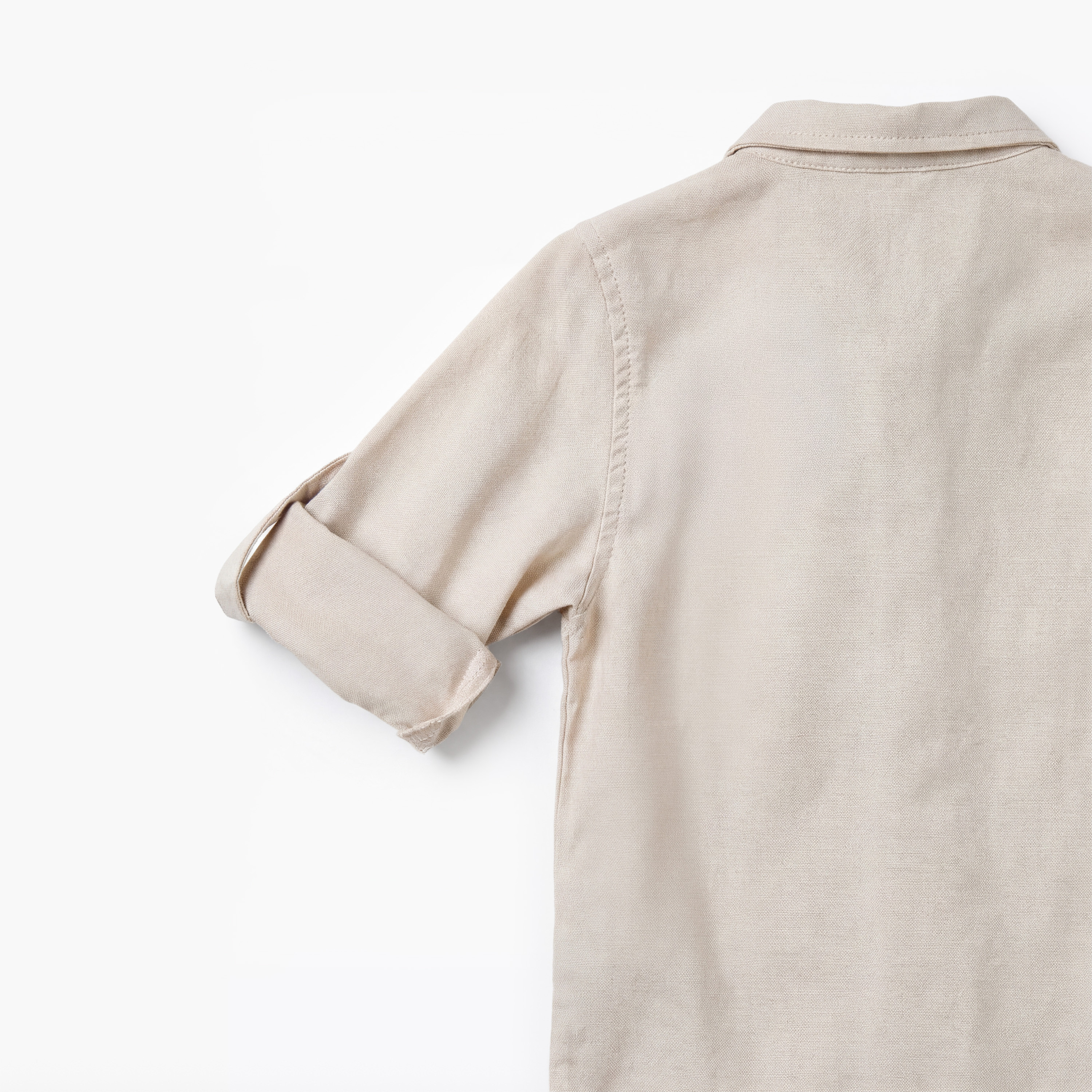 Solid Long Sleeves Shirt Style Bodysuit with Button Closure and Roll-Up Tab-baby-boys-clothing-shirts-image-5