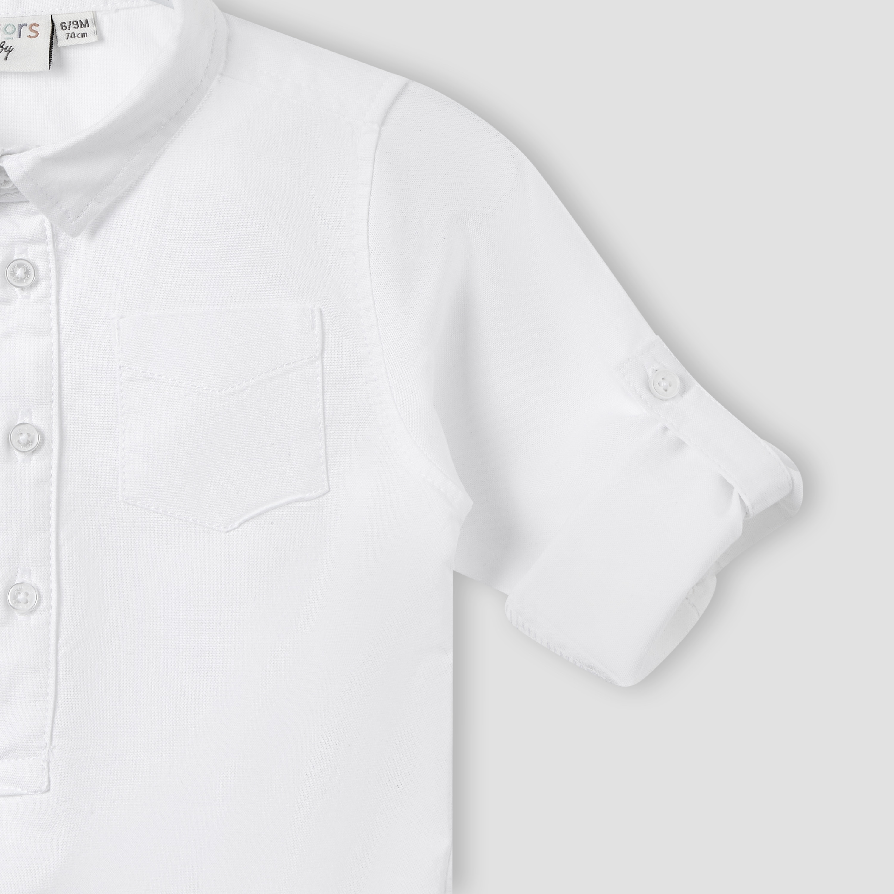 بودي سوت سادة بتصميم قميص وأكمام طويلة بألسنة تثبيت وأزرار إغلاق-baby-boys-clothing-shirts-image-1