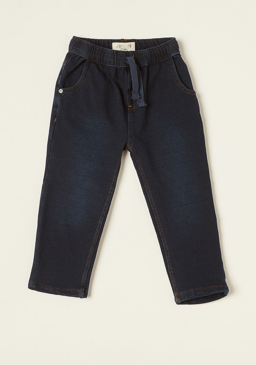 Juniors Regular Fit Denim Jeans with Drawstring Closure-Jeans-image-0