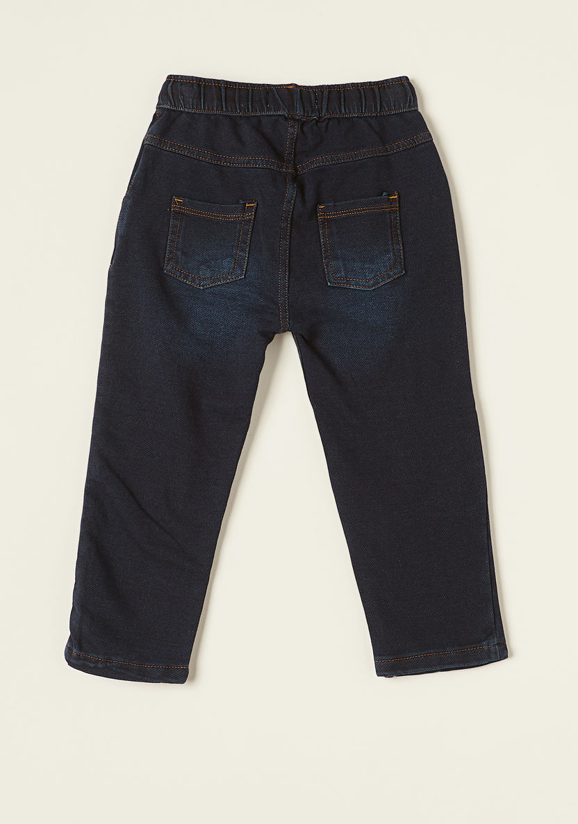 Juniors Regular Fit Denim Jeans with Drawstring Closure-Jeans-image-3
