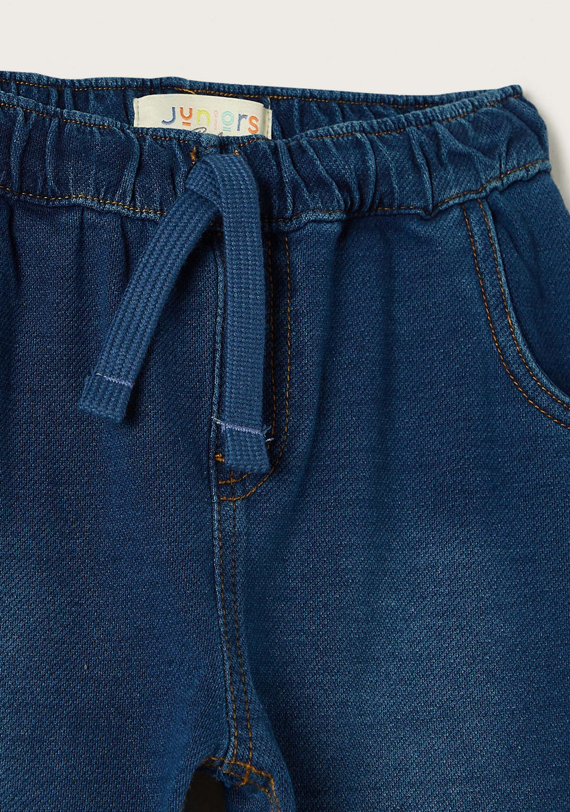 Juniors Blue Regular Fit Denim Pants with Drawstring Closure-Jeans-image-1