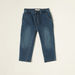 Juniors Blue Regular Fit Denim Pants with Drawstring Closure-Jeans-thumbnail-0