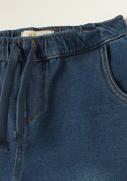 Juniors Blue Regular Fit Denim Pants with Drawstring Closure