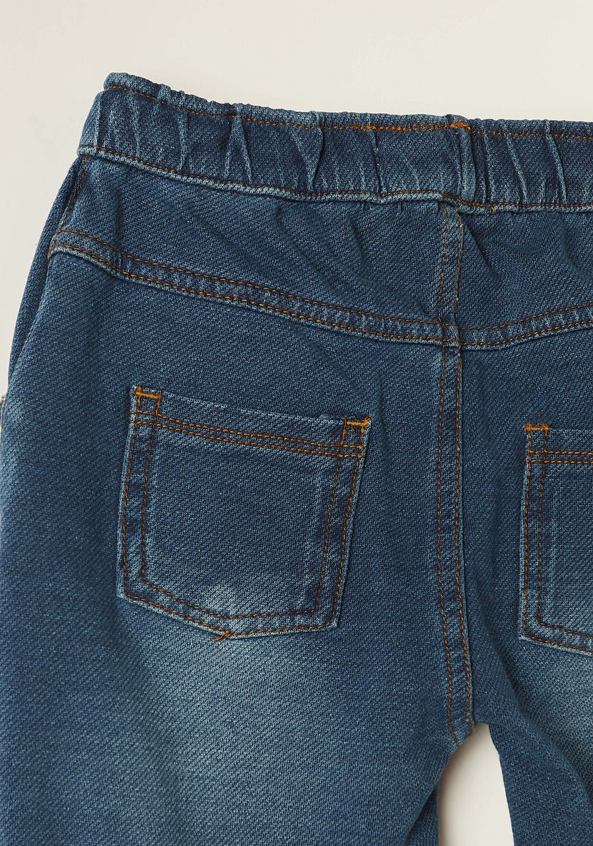 Juniors Blue Regular Fit Denim Pants with Drawstring Closure-Jeans-image-3