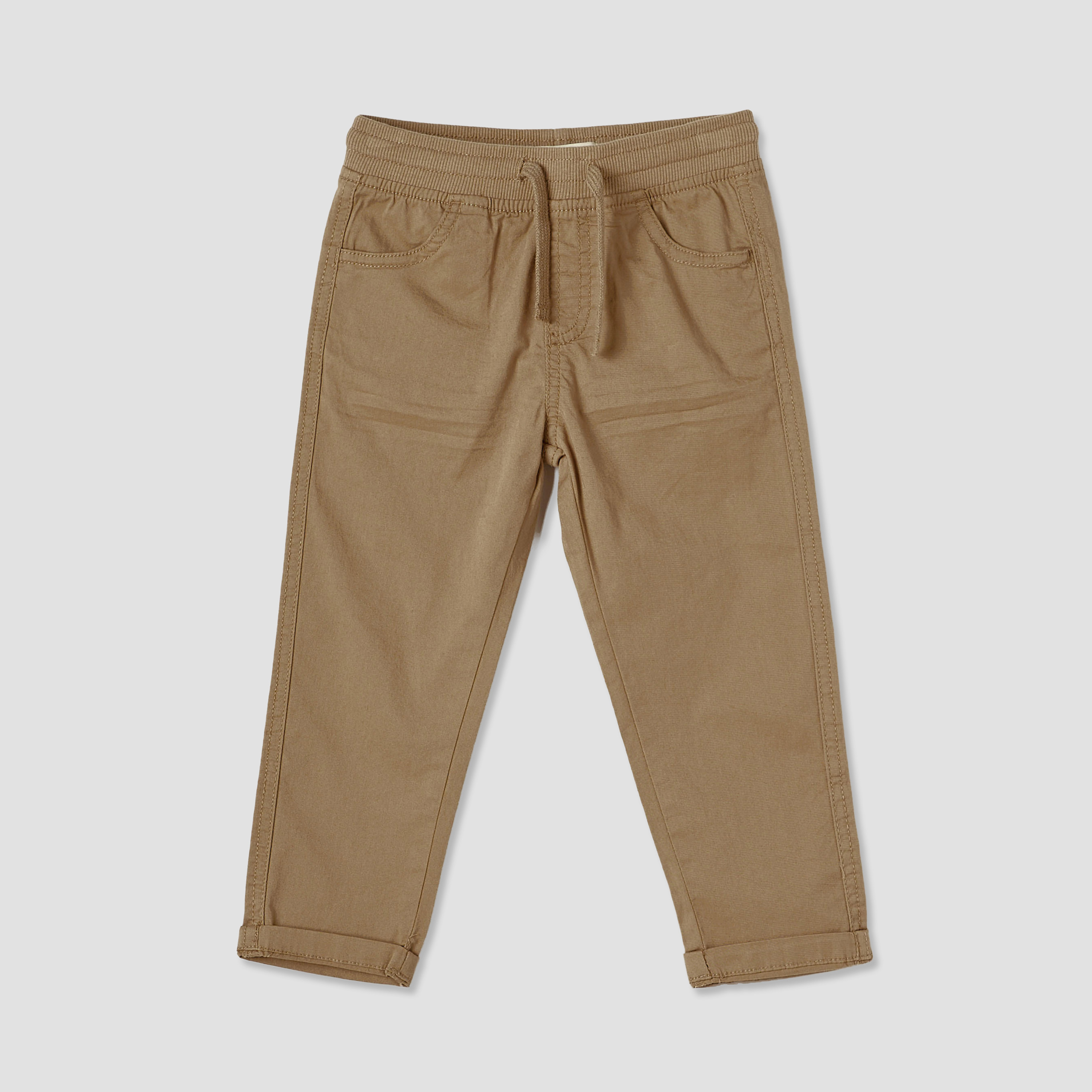 Juniors Solid Trousers with Drawstring Closure-baby-boys-clothing-bottoms-jeans-image-1
