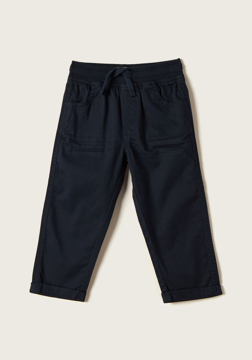 Juniors Solid Trousers with Drawstring Closure-Pants-image-0
