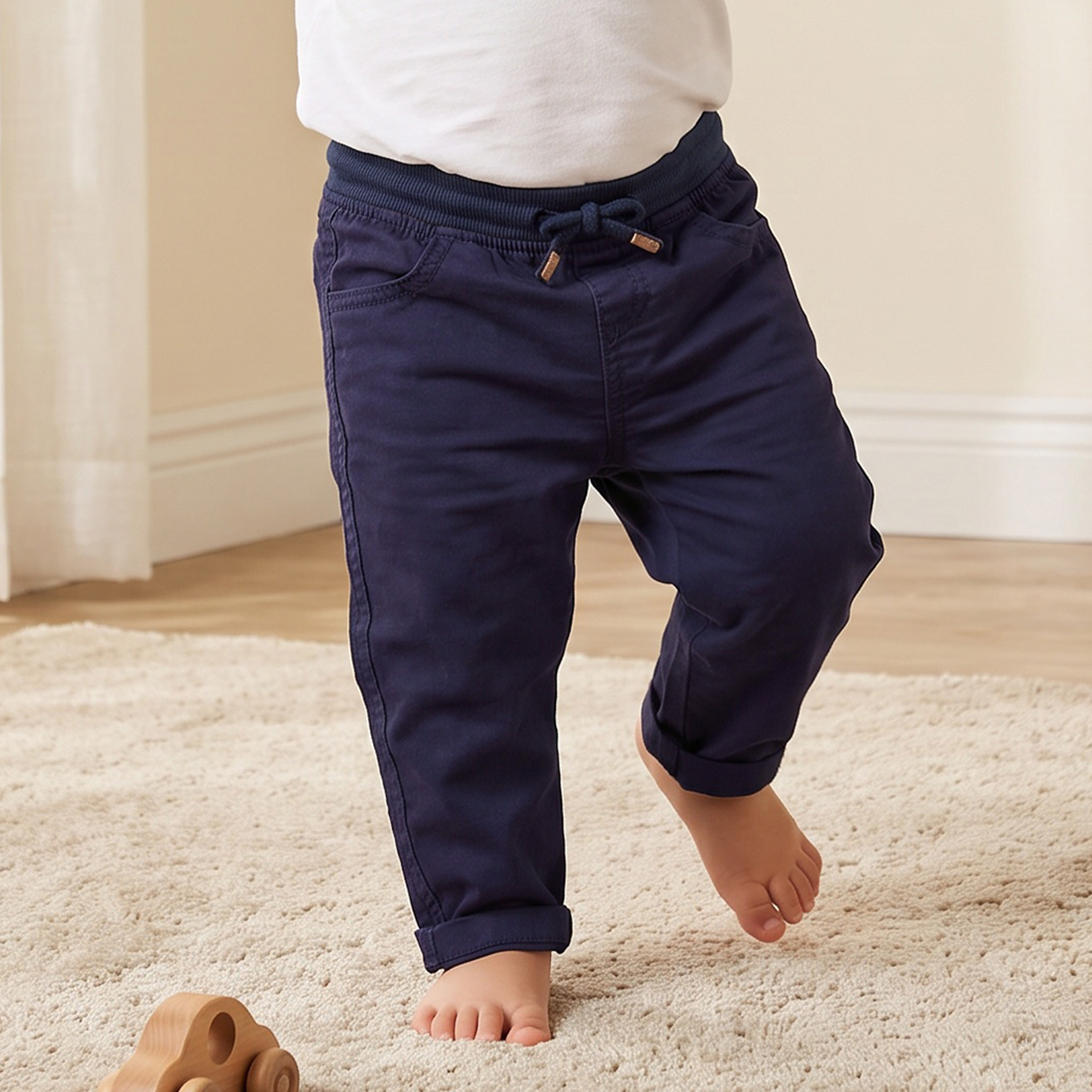 Juniors Solid Trousers with Drawstring Closure-baby-boys-clothing-bottoms-trousers-image-1