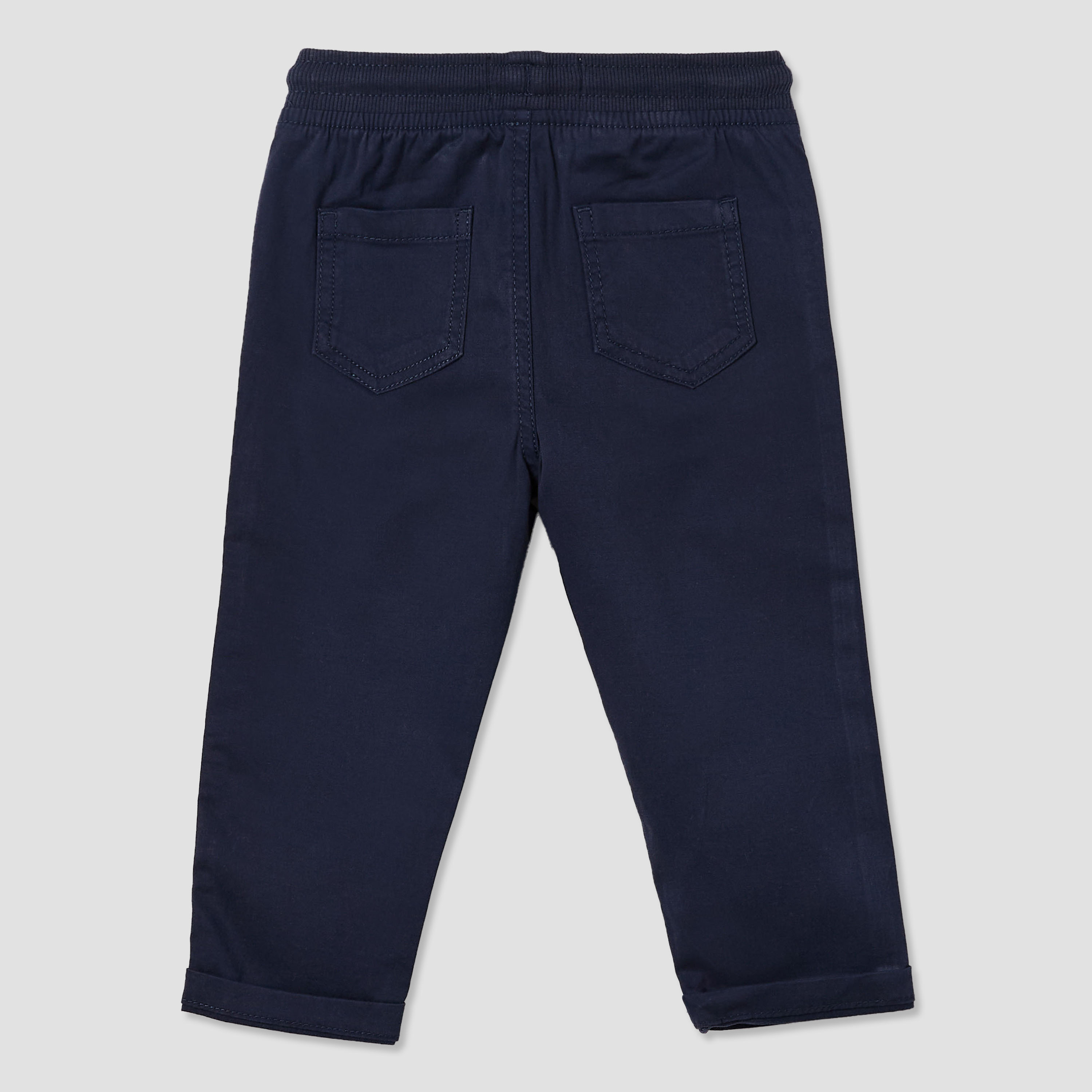 Juniors Solid Trousers with Drawstring Closure-baby-boys-clothing-bottoms-trousers-image-3