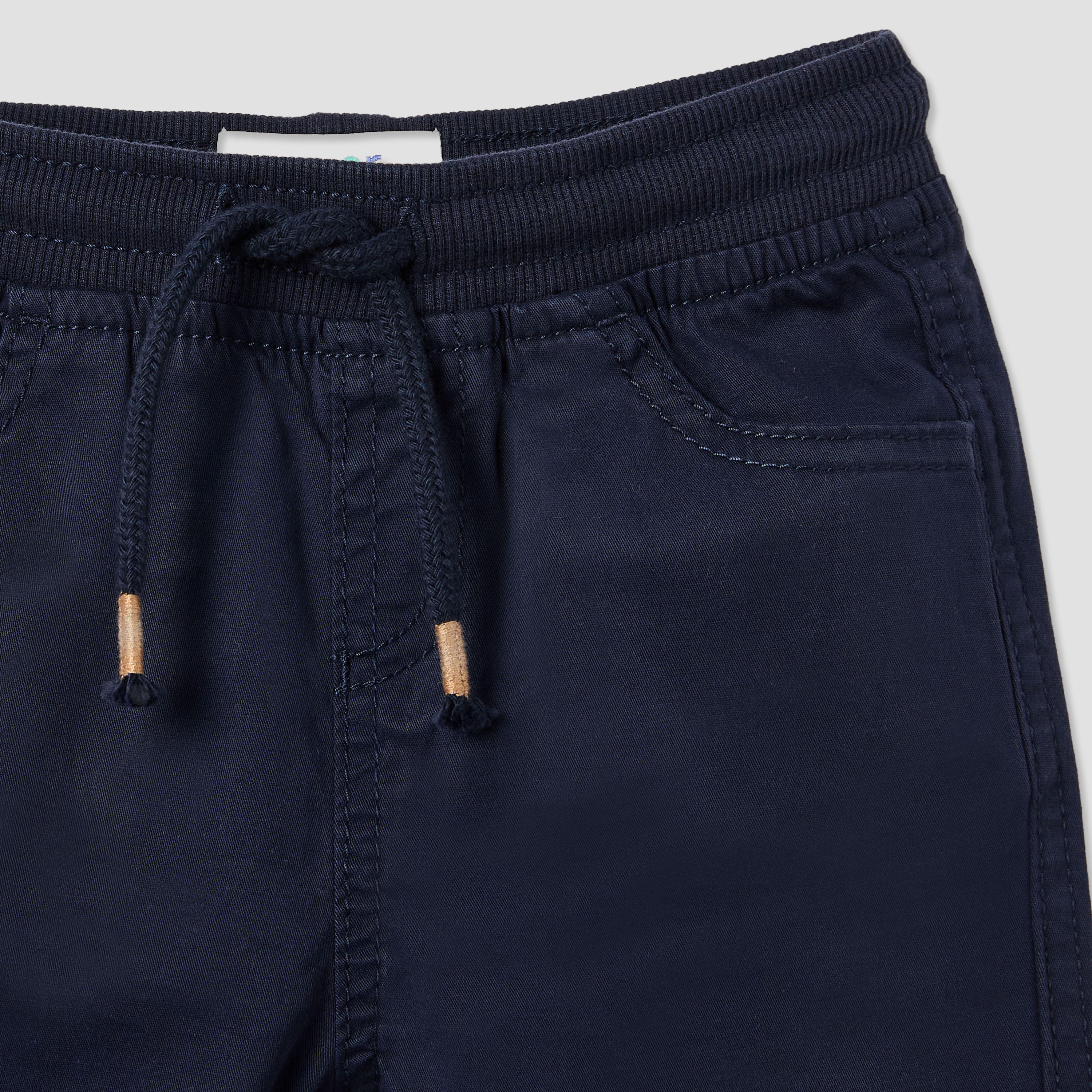 Juniors Solid Trousers with Drawstring Closure-baby-boys-clothing-bottoms-trousers-image-4