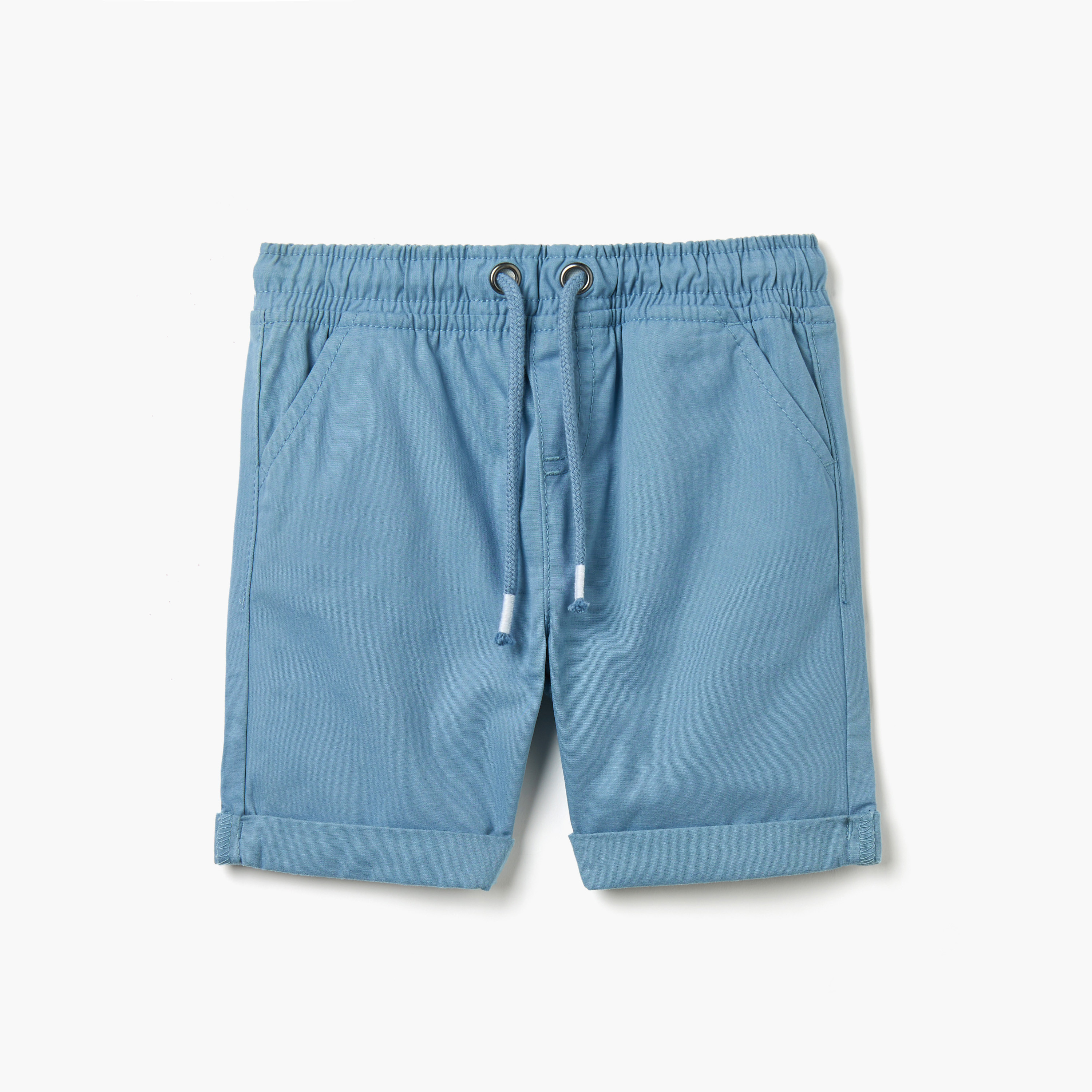 Solid Shorts with Drawstring Closure and Pockets-baby-boys-clothing-bottoms-shorts-image-1
