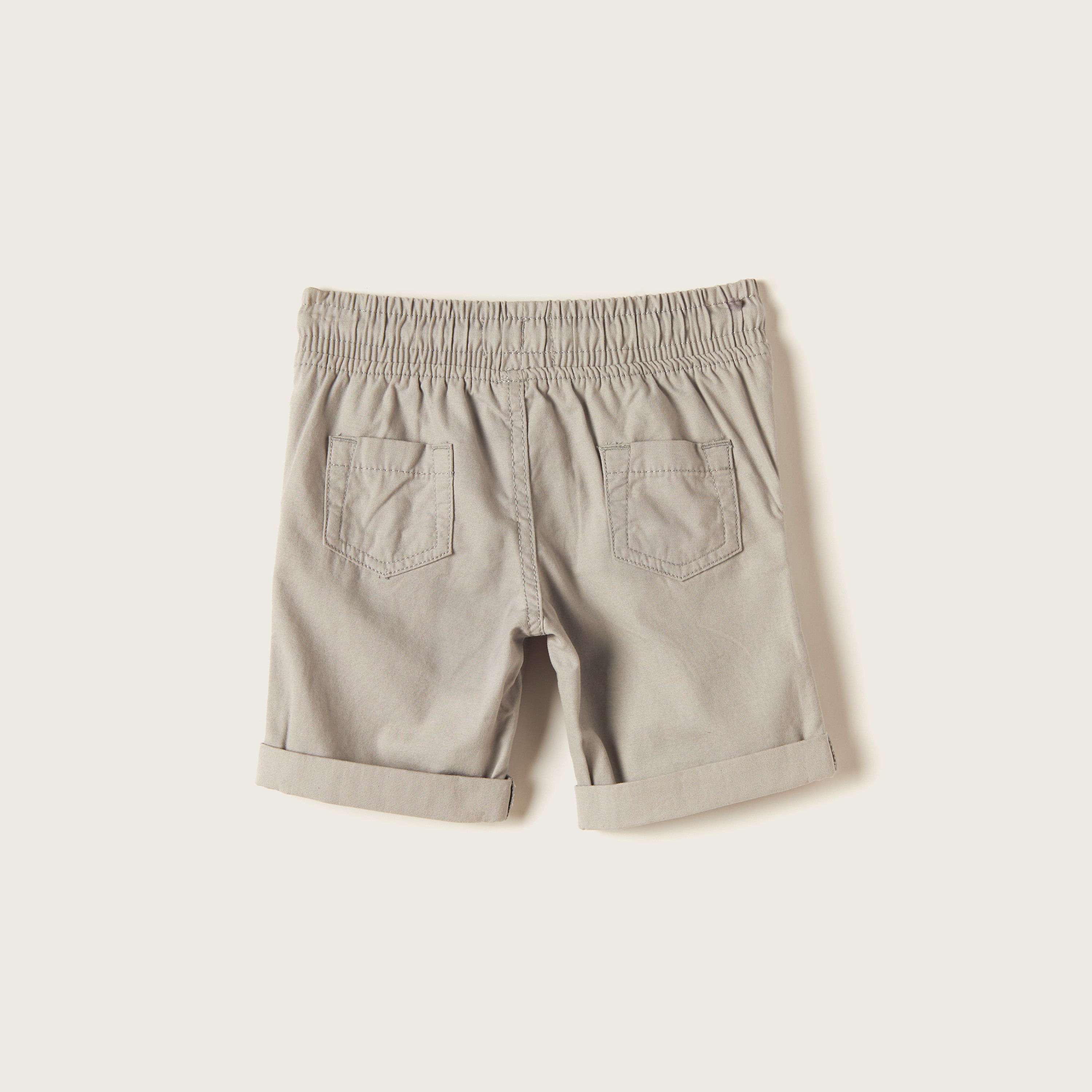 Juniors Solid Shorts with Elasticated Drawstring Closure-baby-boys-clothing-bottoms-shorts-image-3