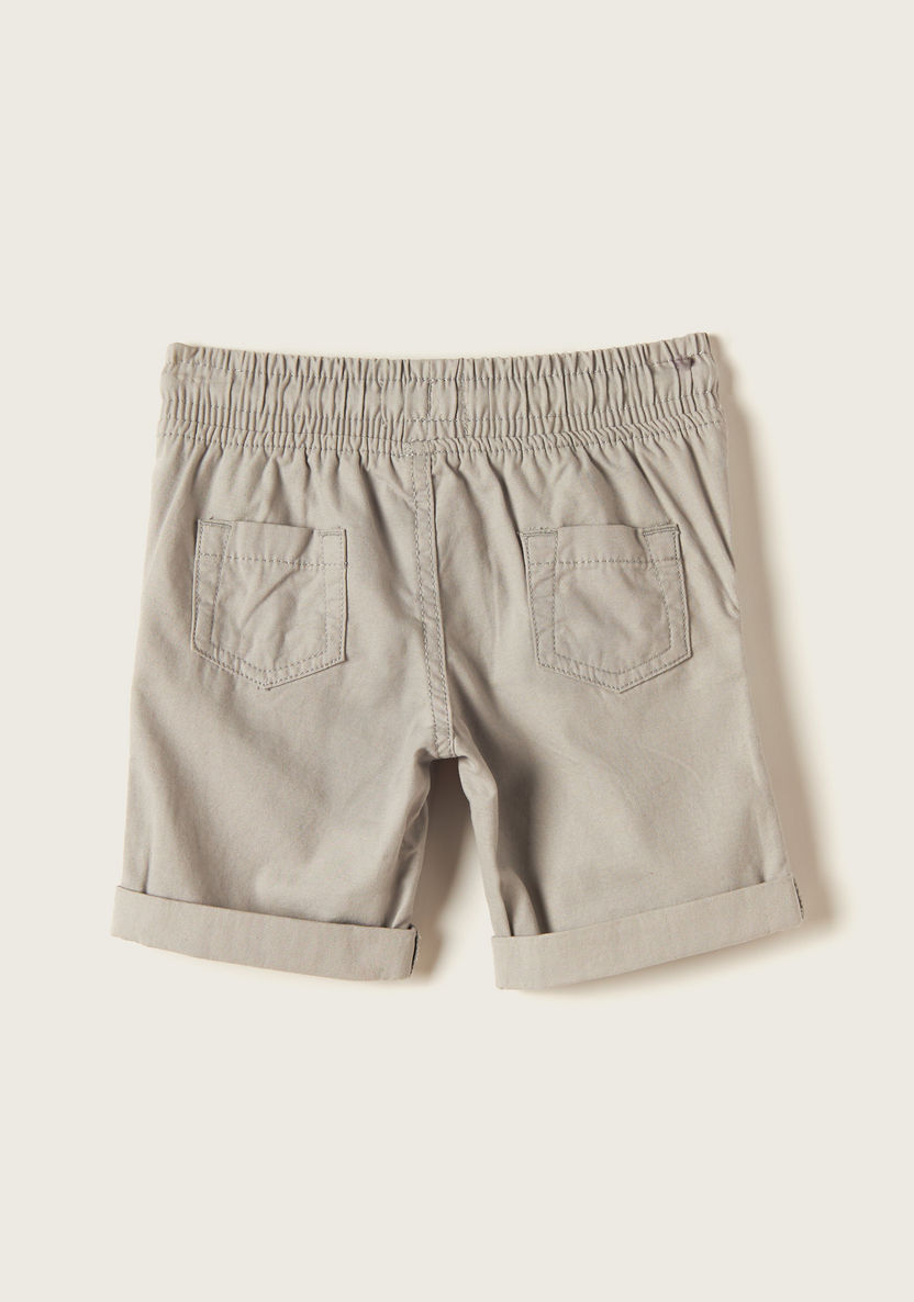 Juniors Solid Mid-Rise Shorts with Drawstring Closure and Pockets-Shorts-image-2