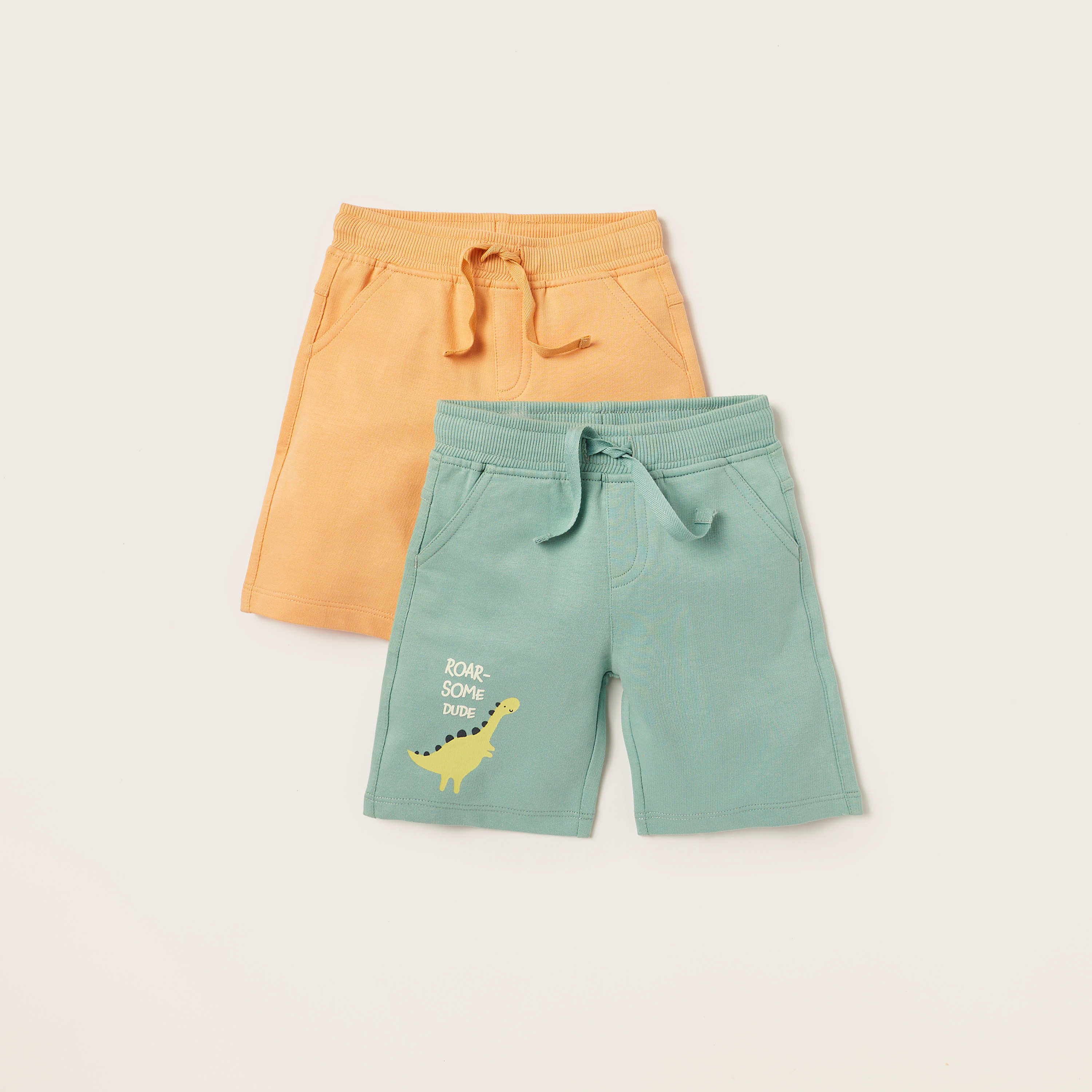 Juniors Solid Shorts with Drawstring Closure and Pockets - Set of 2-baby-boys-clothing-multipacks-image-1