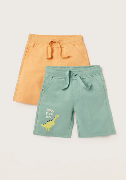 Juniors Solid Shorts with Drawstring Closure and Pockets - Set of 2-Shorts-image-0