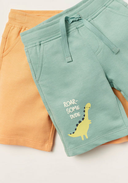 Juniors Solid Shorts with Drawstring Closure and Pockets - Set of 2-Shorts-image-3