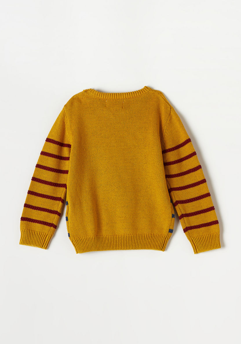 Juniors Striped Sweater with Crew Neck and Long Sleeves-Sweaters and Cardigans-image-3