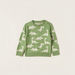 Juniors All Over Dinosaur Print Round Neck Sweater with Long Sleeves-Sweaters and Cardigans-thumbnailMobile-0