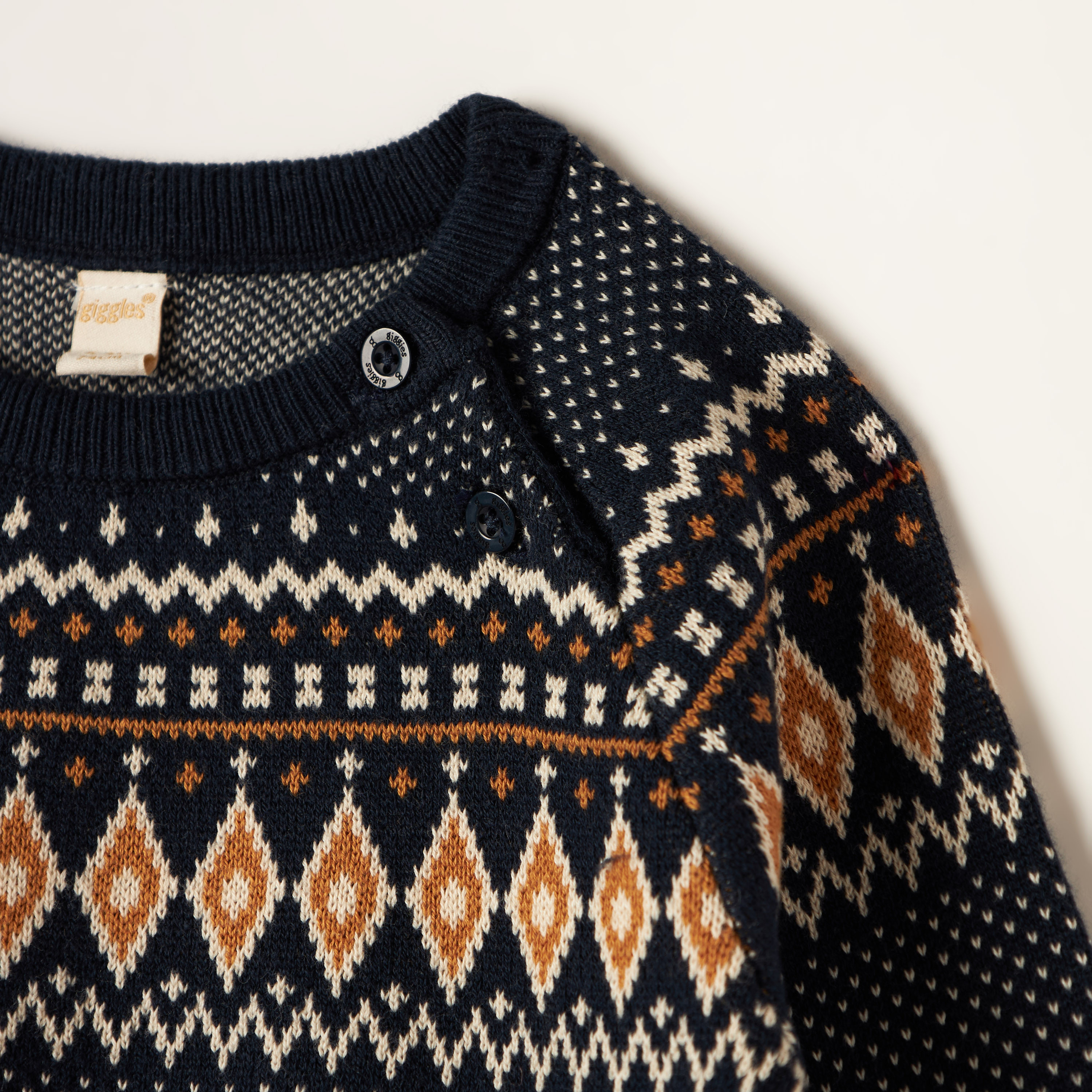 Giggle Printed Sweater with Round Neck and Button Closure-baby-boys-clothing-winterwear-jumpersandcardigans-image-2