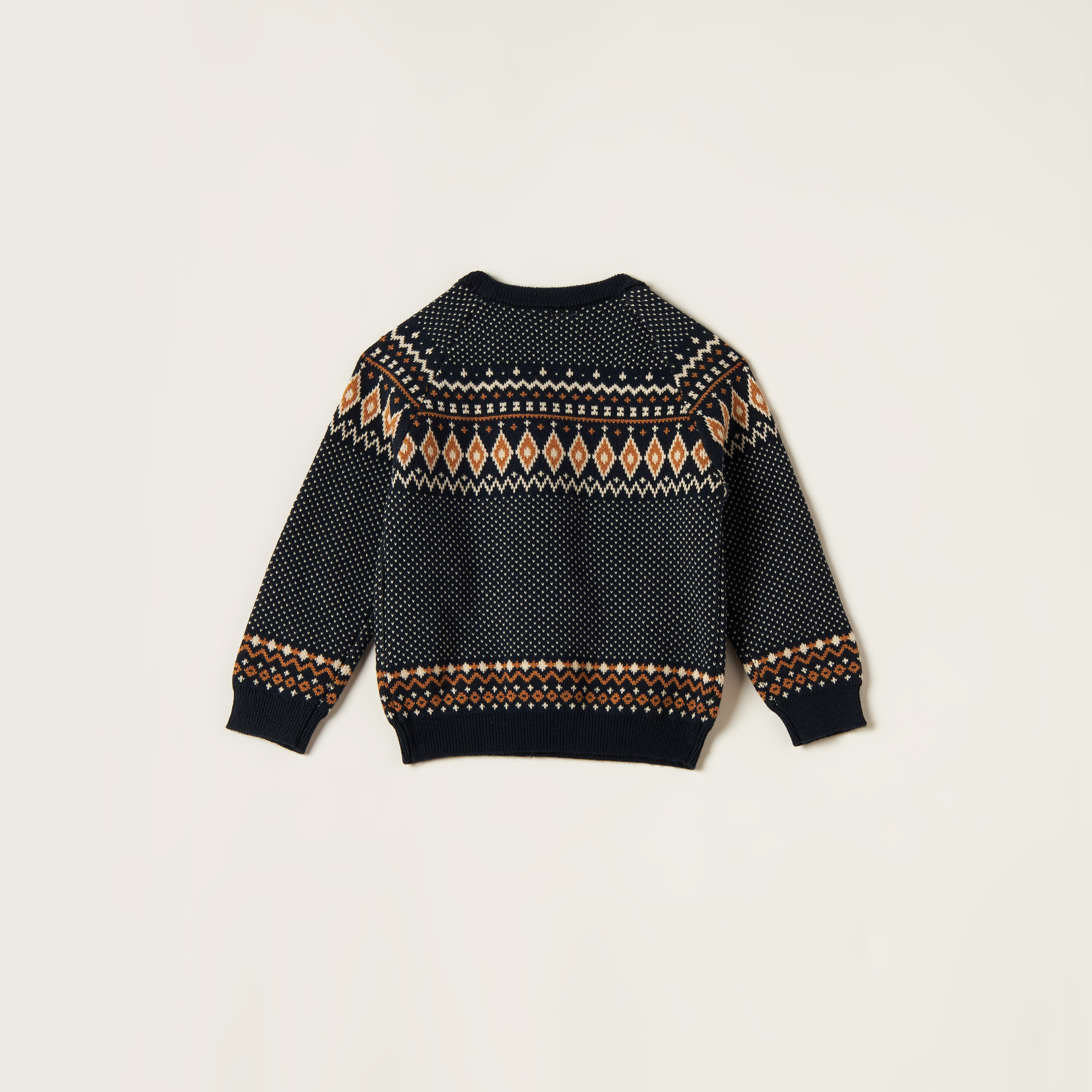 Giggle Printed Sweater with Round Neck and Button Closure-baby-boys-clothing-winterwear-jumpersandcardigans-image-4