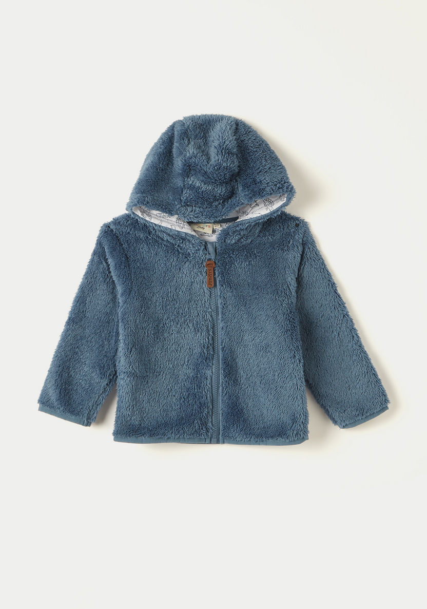 Juniors Textured Zip Through Jacket with Hood and Long Sleeves-Coats and Jackets-image-0