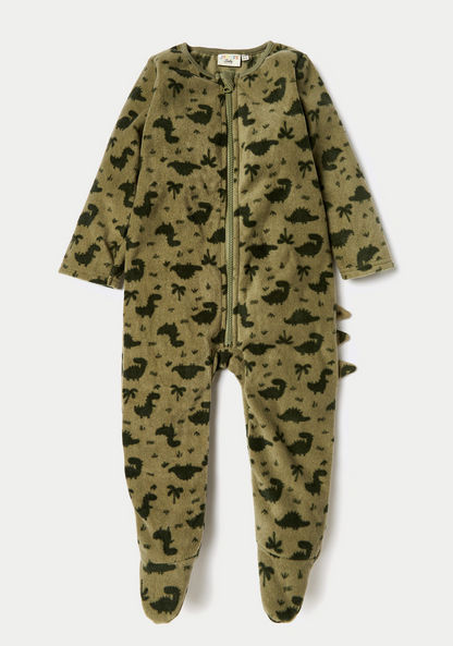Juniors Dinosaur Print Sleepsuit with Long Sleeves and Zip Closure-Rompers%2C Dungarees and Jumpsuits-image-0