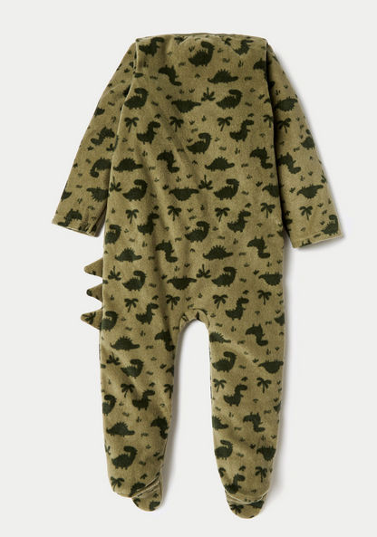Juniors Dinosaur Print Sleepsuit with Long Sleeves and Zip Closure
