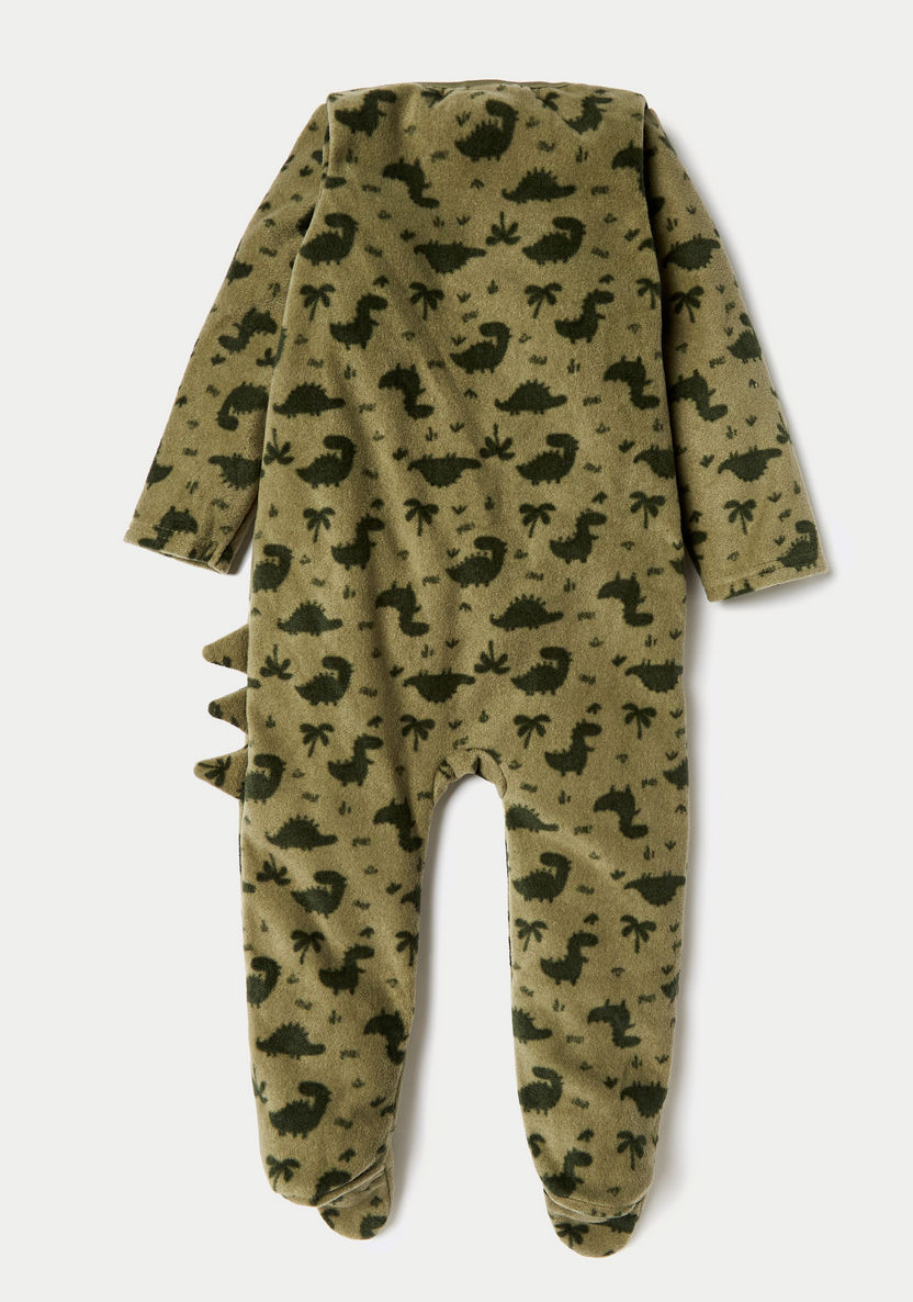 Juniors Dinosaur Print Sleepsuit with Long Sleeves and Zip Closure-Rompers, Dungarees & Jumpsuits-image-2