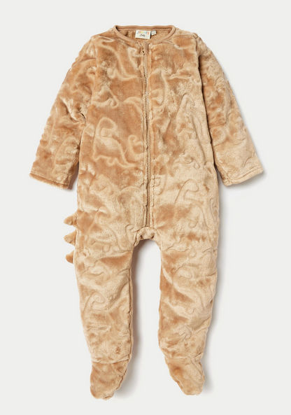 Juniors Dinosaur Textured Sleepsuit with Long Sleeves and Zip Closure-Rompers%2C Dungarees and Jumpsuits-image-0