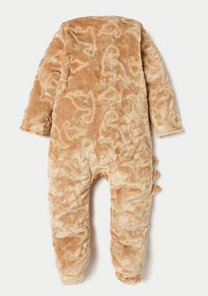 Juniors Dinosaur Textured Sleepsuit with Long Sleeves and Zip Closure-Rompers%2C Dungarees and Jumpsuits-image-2