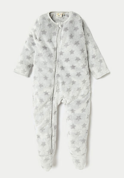 Juniors Star Textured Closed Feet Romper with Zip Closure-Rompers%2C Dungarees and Jumpsuits-image-0