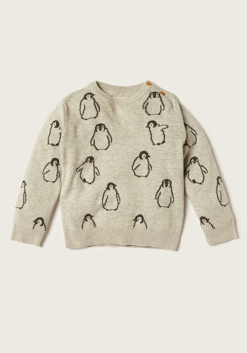 Juniors Penguin Print Sweatshirt and Jog Pants Set-Clothes Sets-image-1