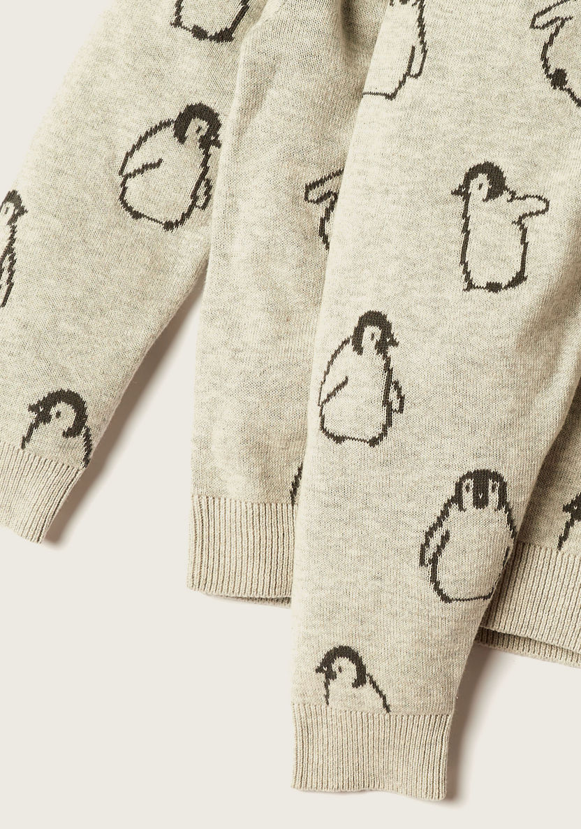 Juniors Penguin Print Sweatshirt and Jog Pants Set-Clothes Sets-image-4