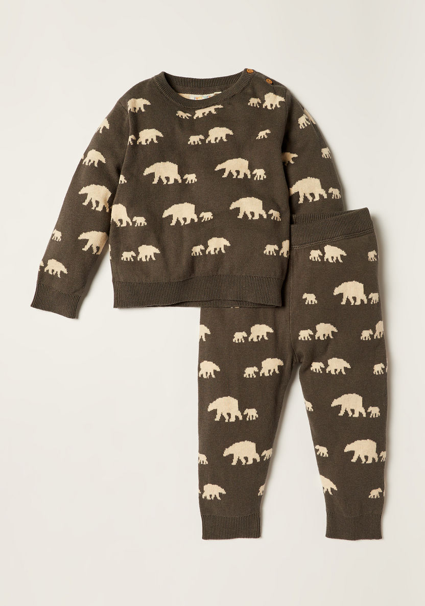 Juniors All Over Print Long Sleeves Sweatshirt and Joggers Set-Clothes Sets-image-0