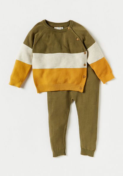 Juniors Striped Pullover and Jogger Set-Clothes Sets-image-0