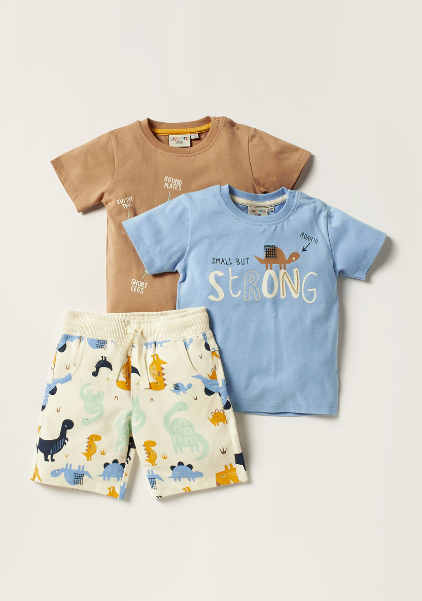 Juniors Printed 3-Piece T-shirts and Shorts Set-Clothes Sets-image-0