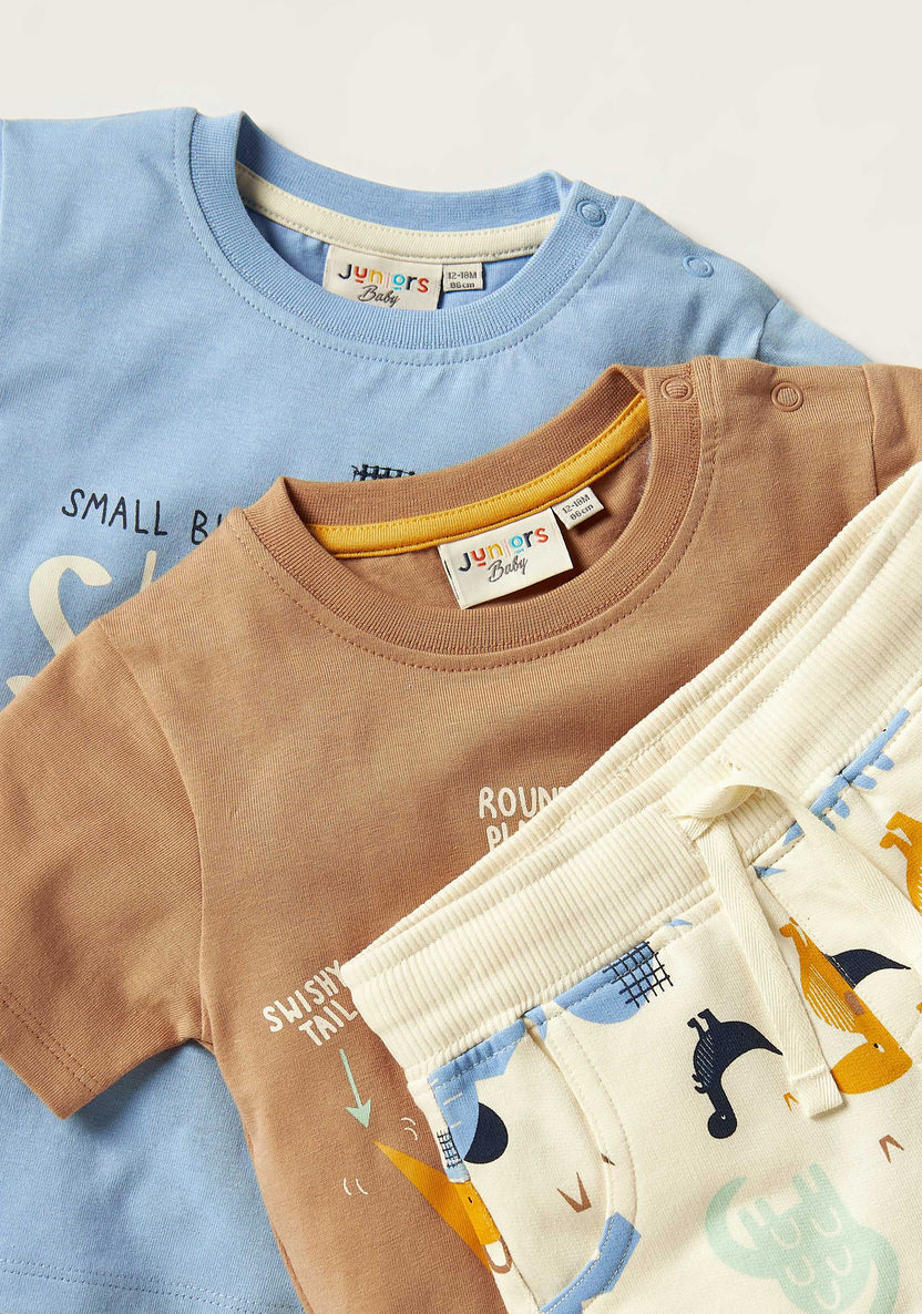 Juniors Printed 3-Piece T-shirts and Shorts Set-Clothes Sets-image-1