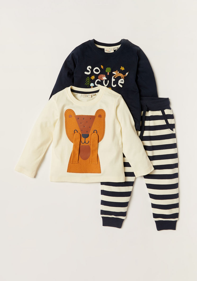 Juniors 3-Piece Printed T-shirt and Pyjama Set-Clothes Sets-image-0