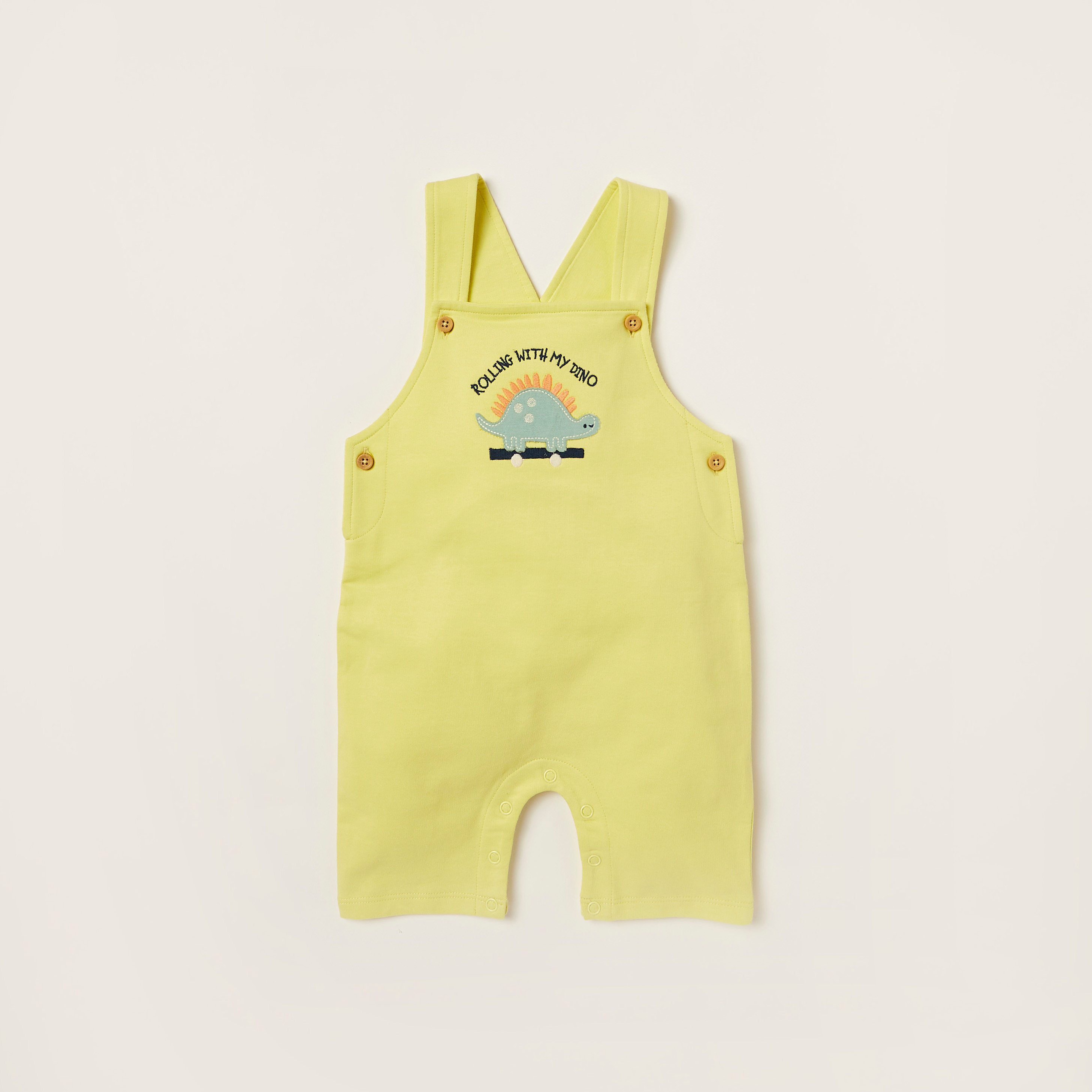 Juniors Applique Detail Dungaree and Printed T-shirt Set-baby-boys-clothing-setsandcoords-image-2