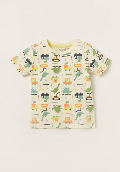 Juniors Applique Detail Dungaree and Printed T-shirt Set-Clothes Sets-image-2