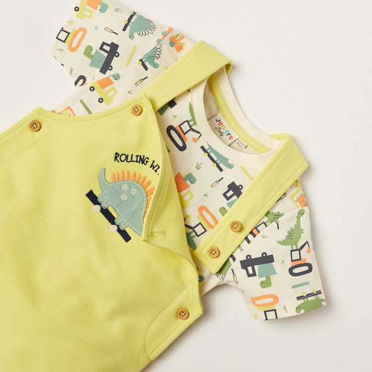 Juniors Applique Detail Dungaree and Printed T-shirt Set