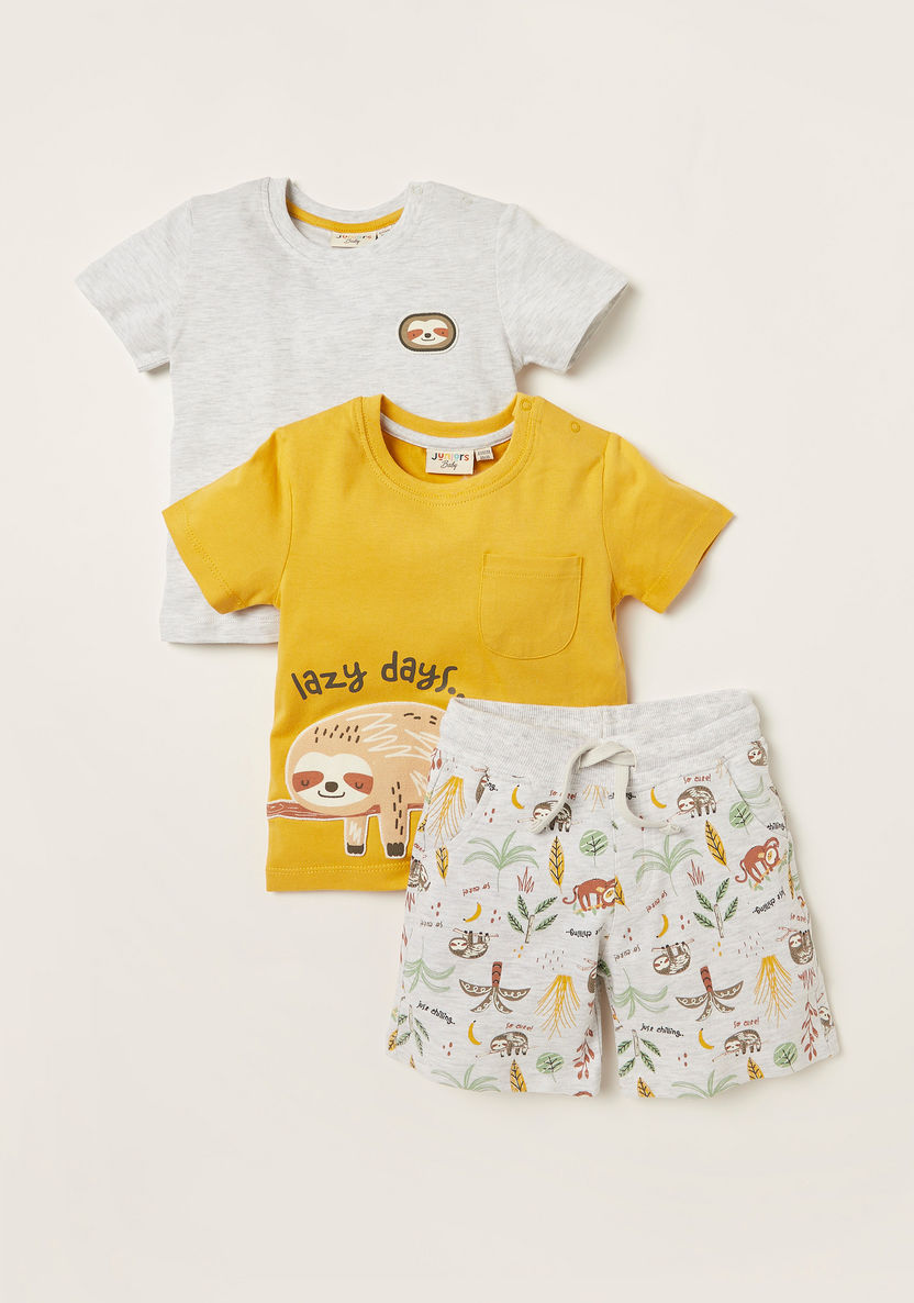 Juniors Printed 3-Piece T-shirts and Shorts Set-Clothes Sets-image-0