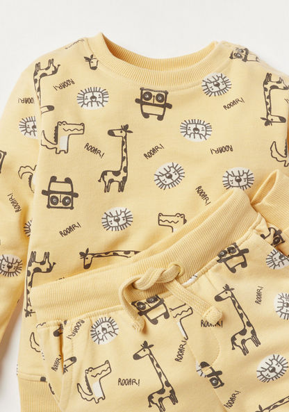 Juniors Printed Long Sleeve Sweatshirt and Jogger Set-Clothes Sets-image-1