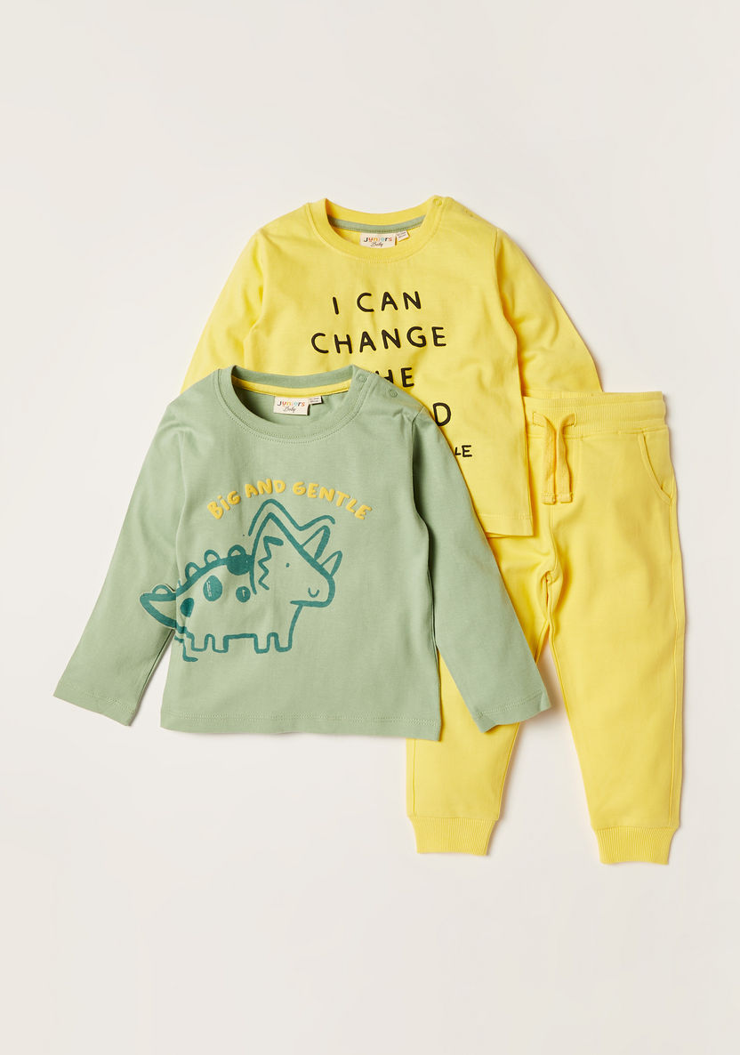 Juniors 3-Piece Printed T-shirt and Jog Pant Set-Clothes Sets-image-0