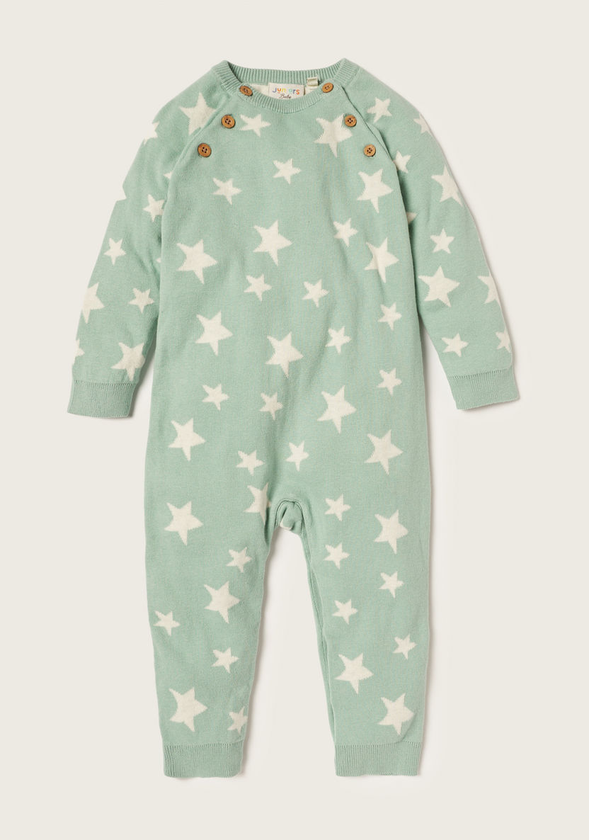 Juniors Printed Romper with Long Sleeves-Rompers, Dungarees & Jumpsuits-image-0