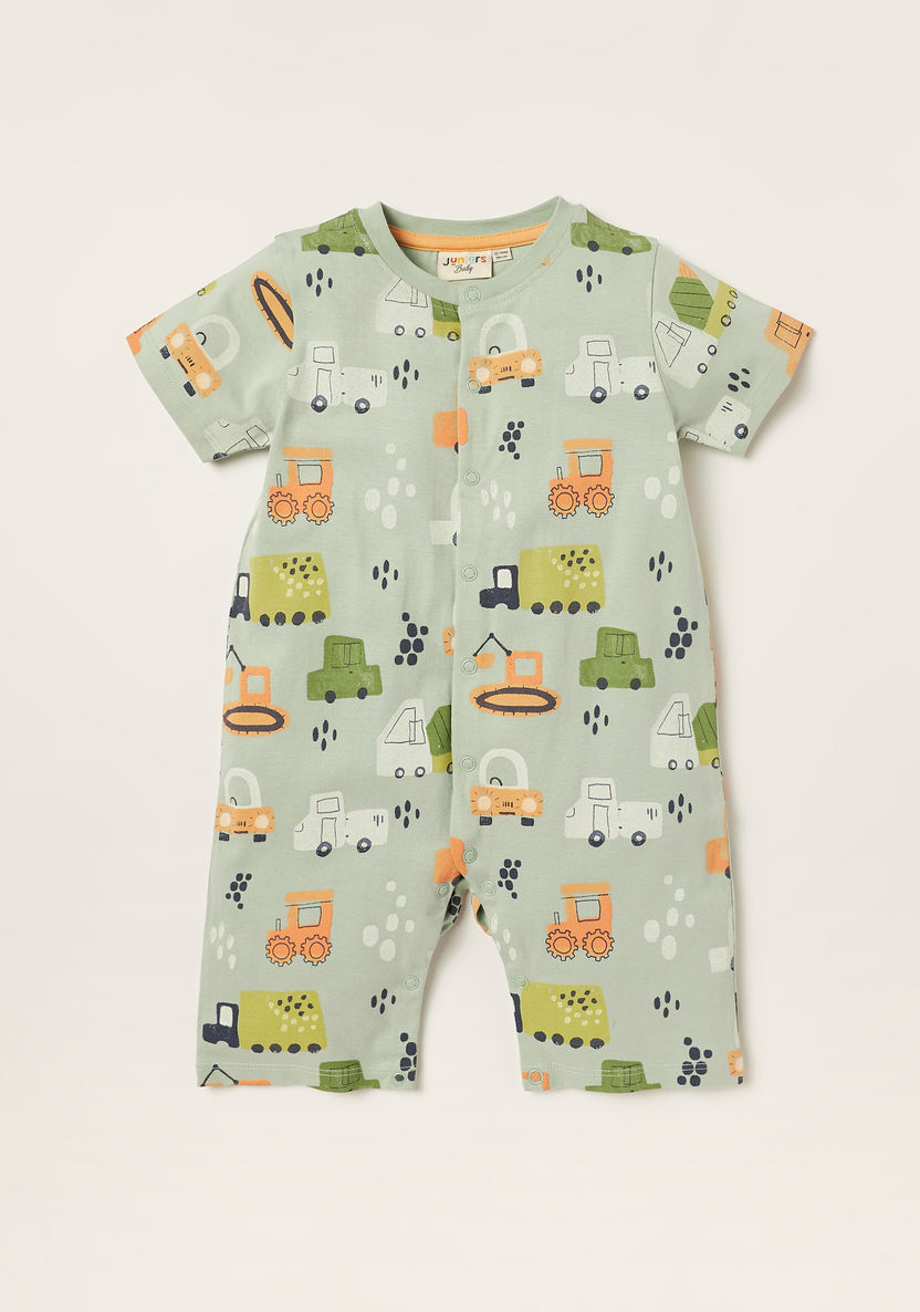 Juniors Printed Romper with Short Sleeves - Set of 2-Rompers, Dungarees & Jumpsuits-image-1