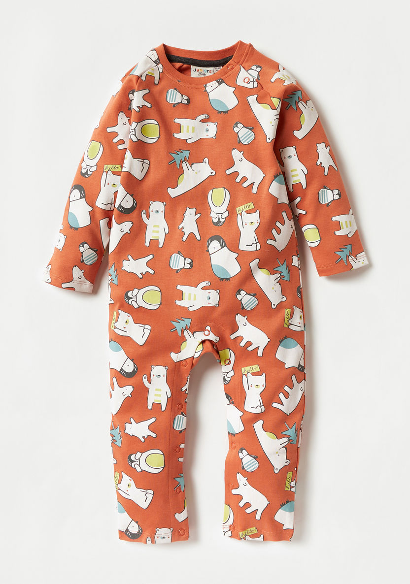 Juniors Printed Romper with Long Sleeves - Set of 2-Rompers, Dungarees & Jumpsuits-image-2