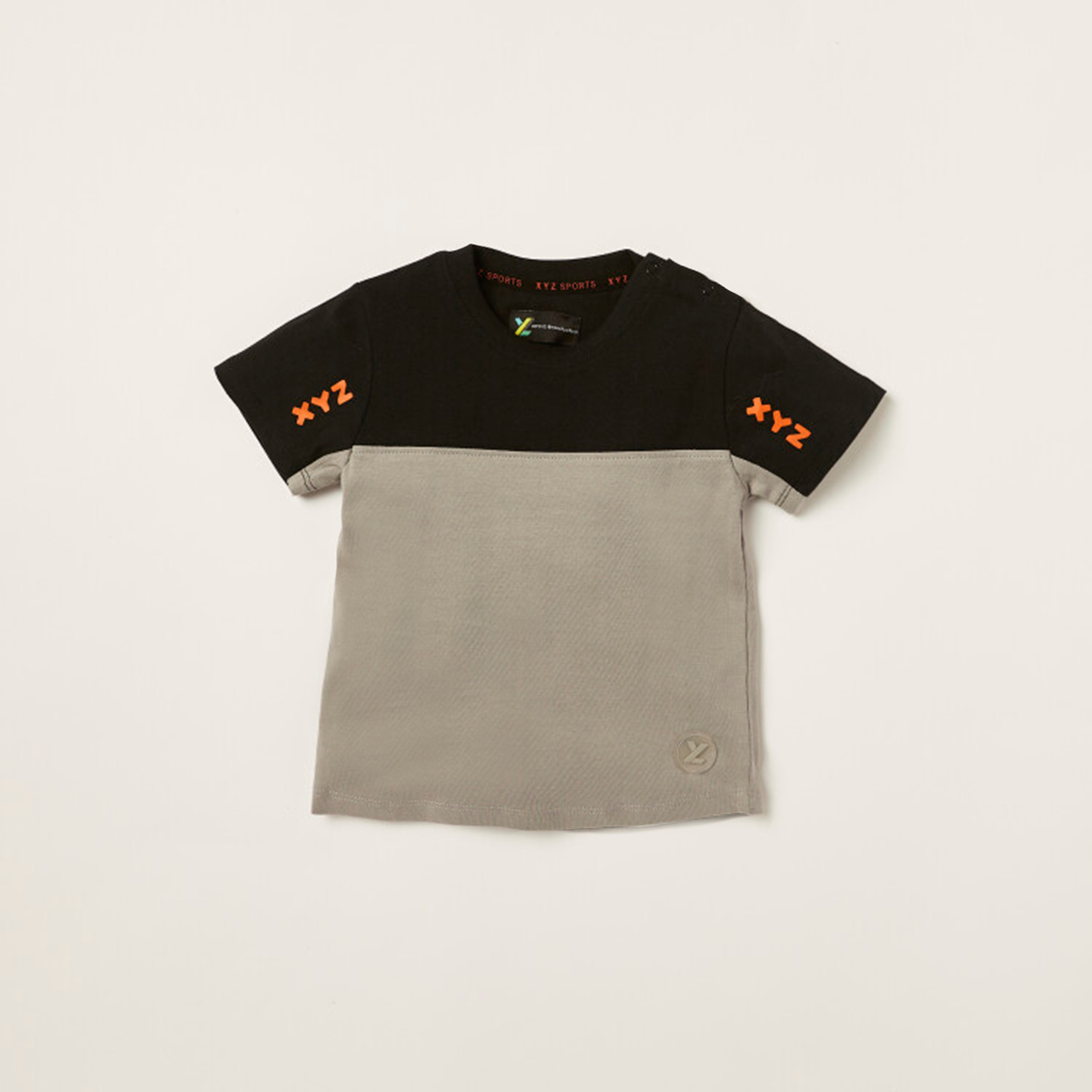 XYZ Cut and Sew Round Neck T-shirt and Shorts Set-sports-baby-clothing-sets-image-2