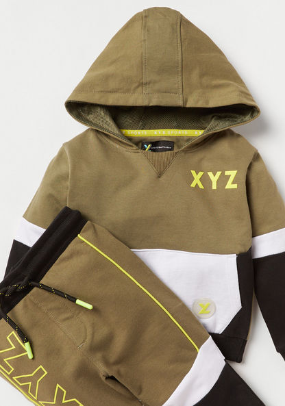 XYZ Printed Hooded Sweatshirt and Jog Pant Set-Clothes Sets-image-1
