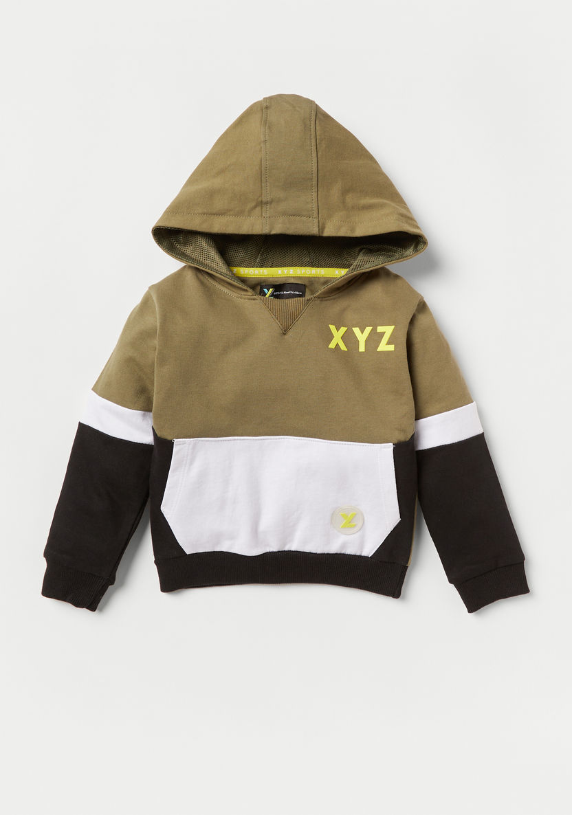 XYZ Printed Hooded Sweatshirt and Jog Pant Set-Clothes Sets-image-2